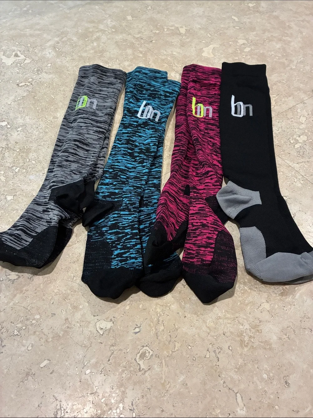 Bluemaple women’s copper compression Socks - Black, Gray, Blue, Pink (4-Pack)